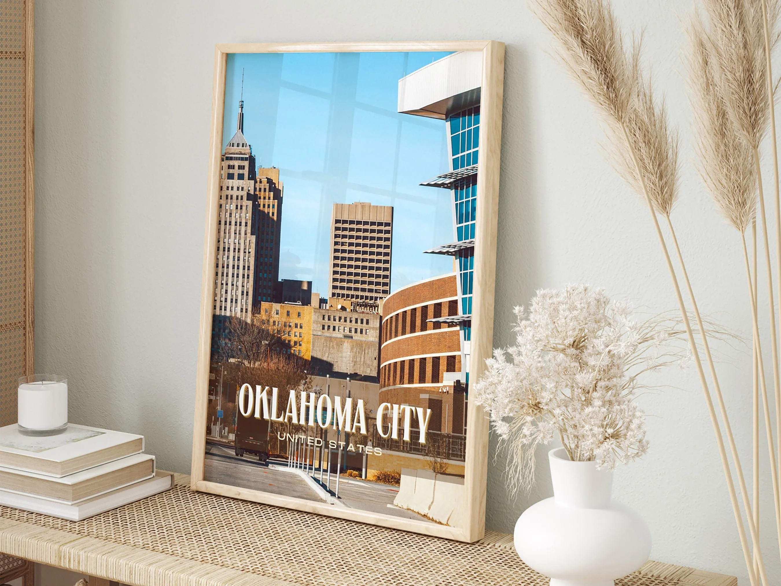 Oklahoma City Retro Wall Art, Oklahoma, USA