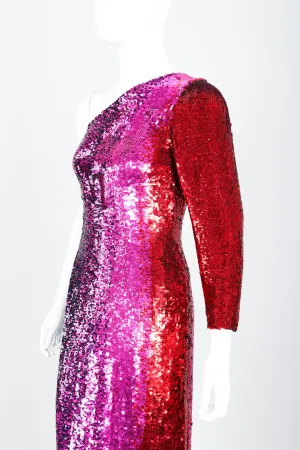 Ombré Sequin One-Shoulder Gown