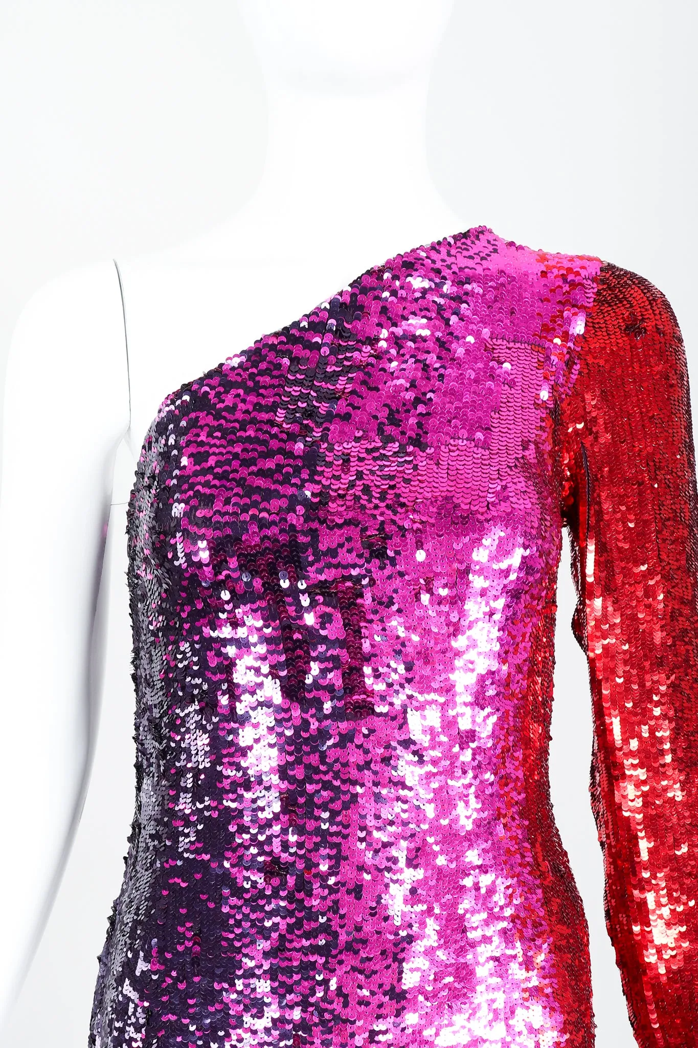 Ombré Sequin One-Shoulder Gown