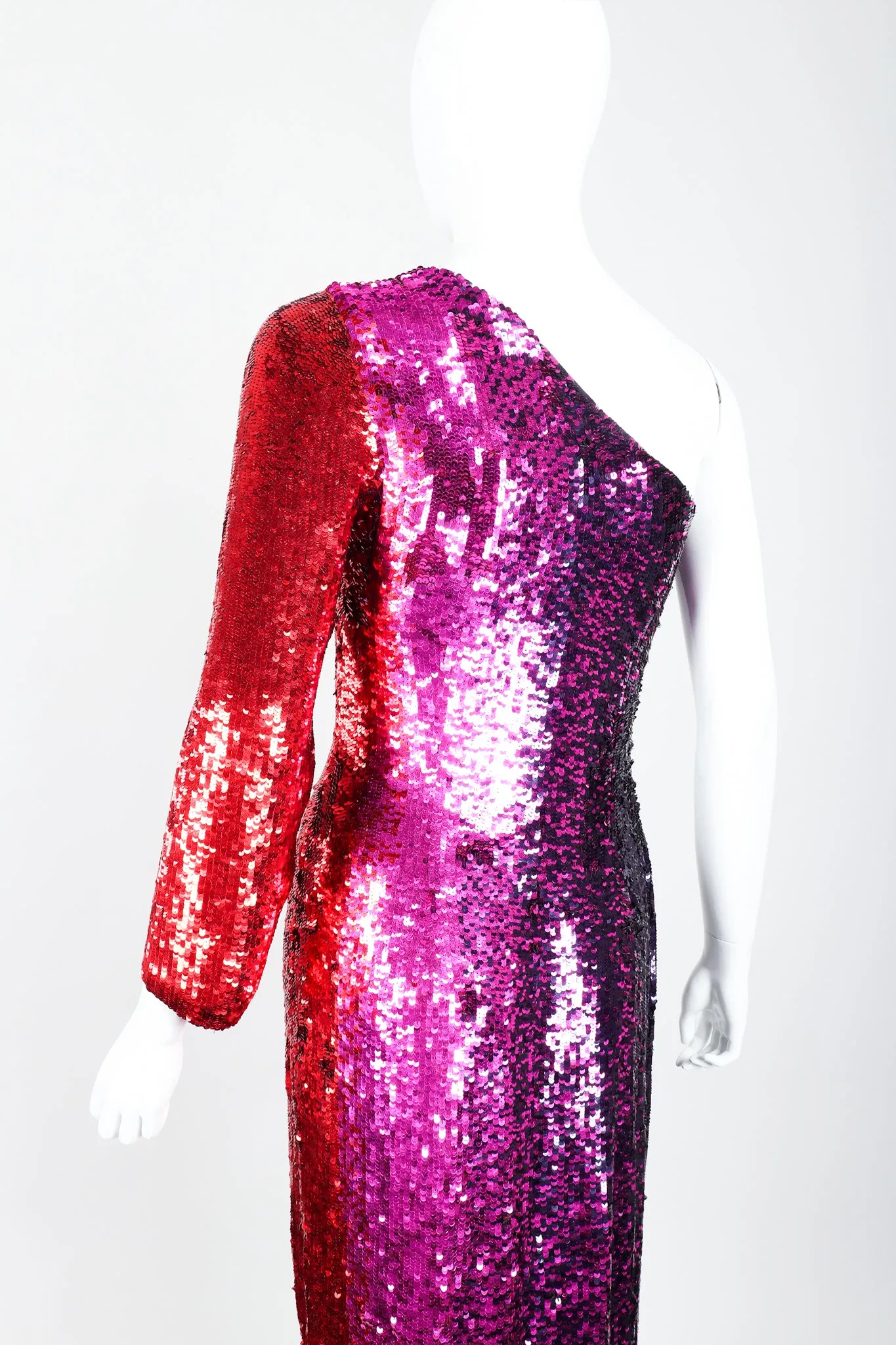 Ombré Sequin One-Shoulder Gown