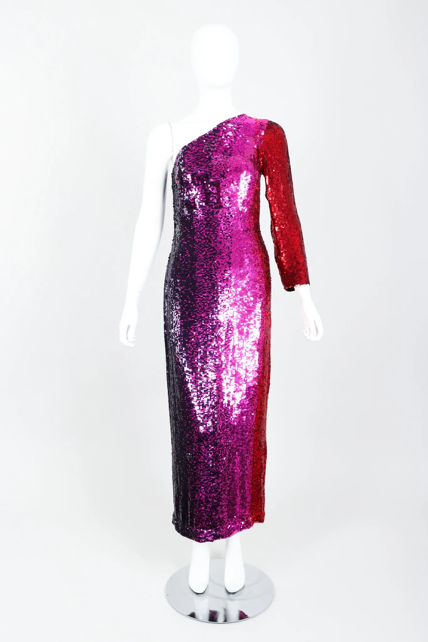 Ombré Sequin One-Shoulder Gown