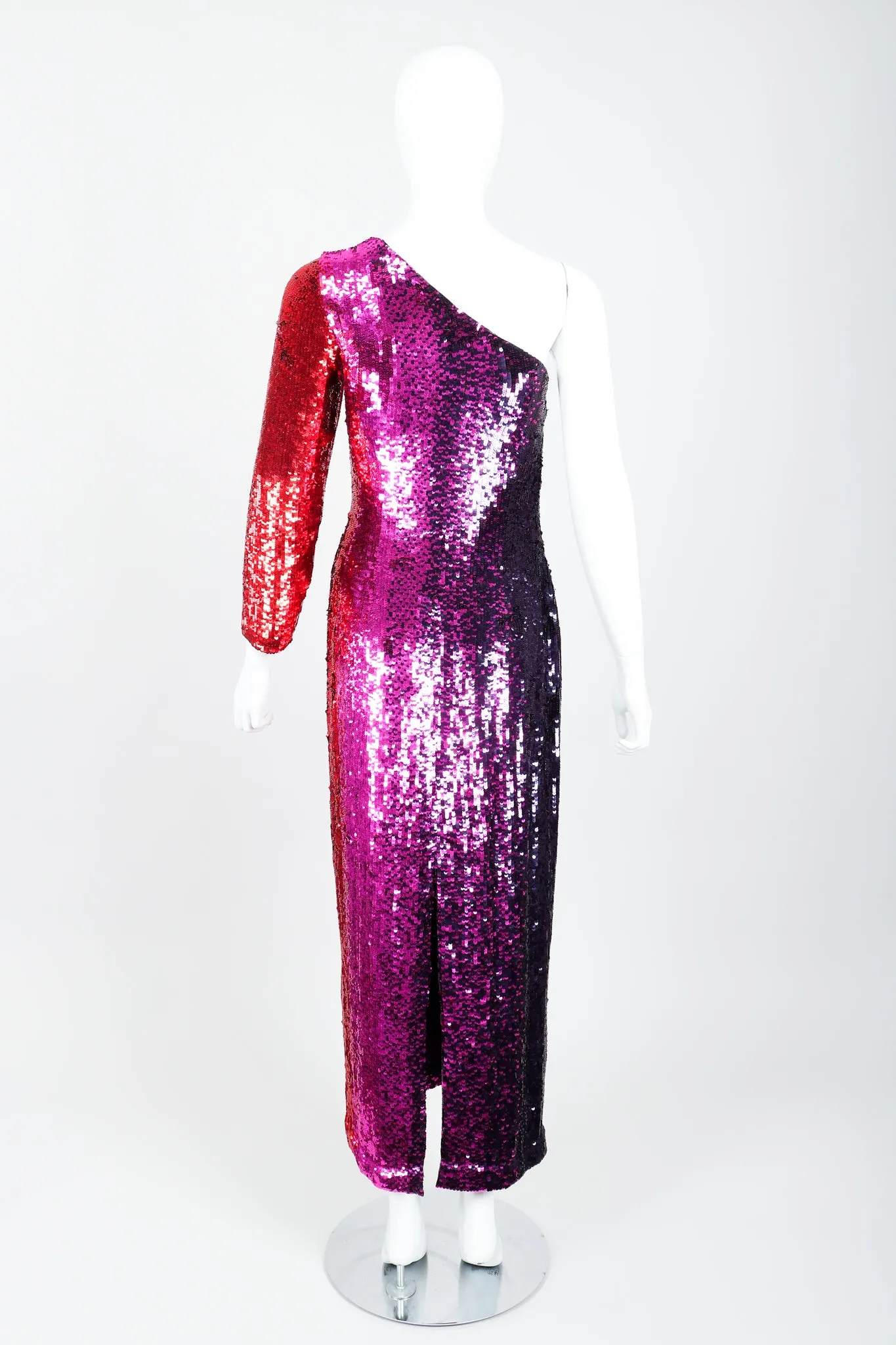 Ombré Sequin One-Shoulder Gown