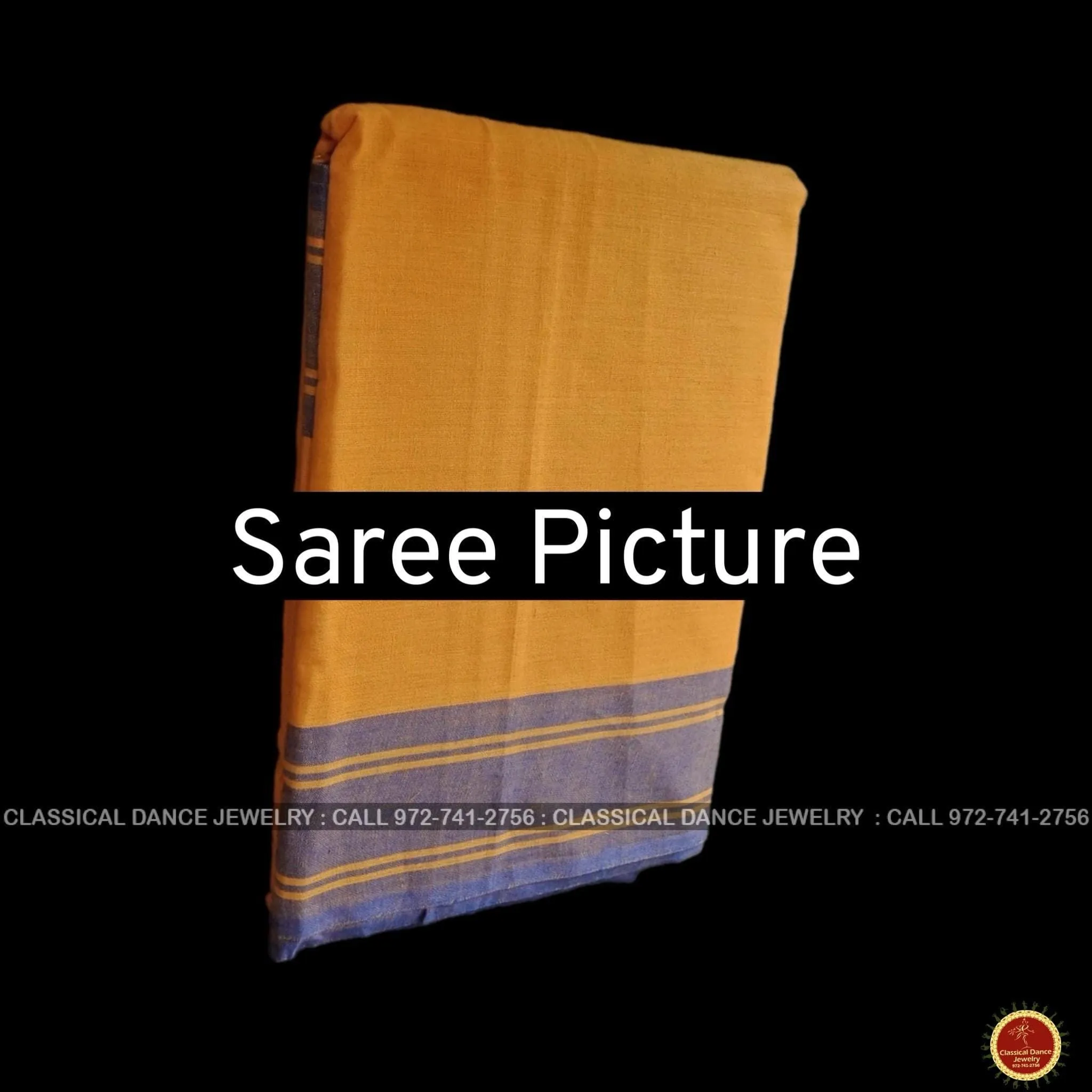 ORANGE Pre-stitched Practice Sari PURPLE BLUE Blouse | Half Saree Kalakshethra Sari | Bharatnatyam Kuchipudi Folk | Classical Dance Jewelry
