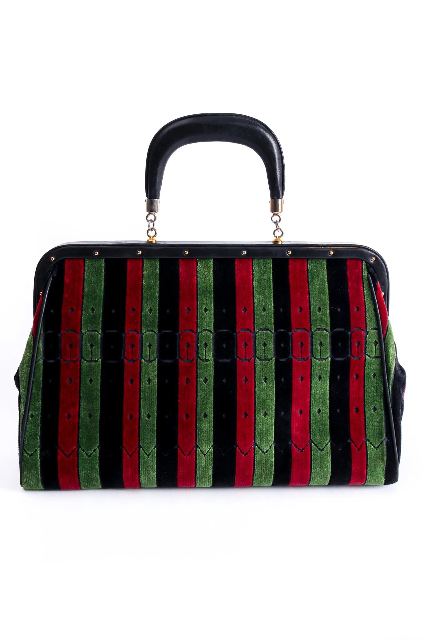 Oversized Buckle Striped Velvet Bag