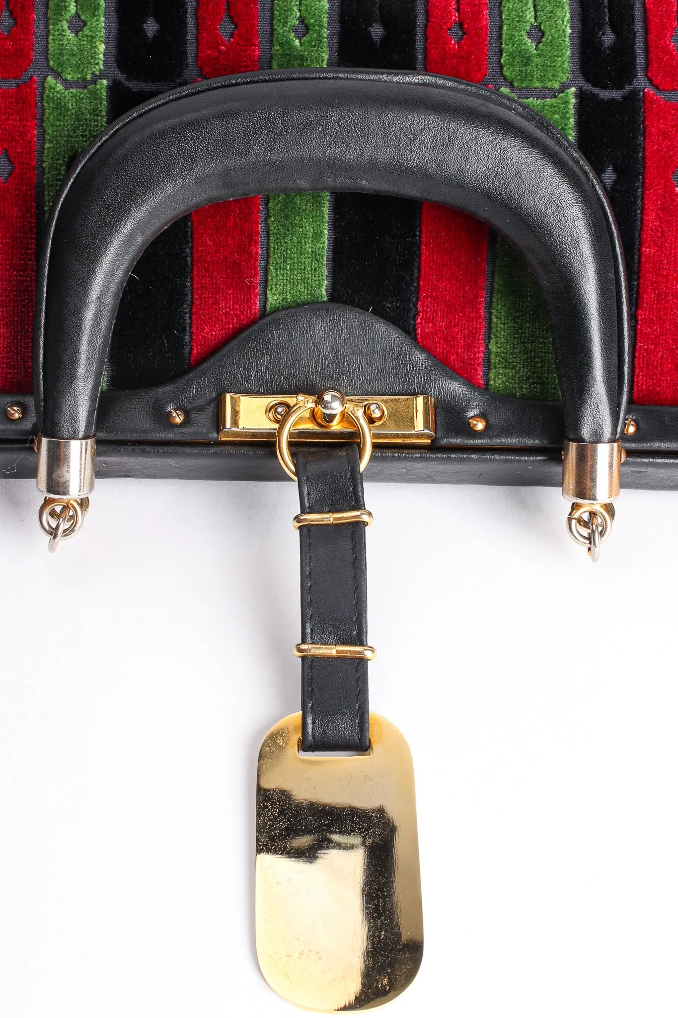 Oversized Buckle Striped Velvet Bag