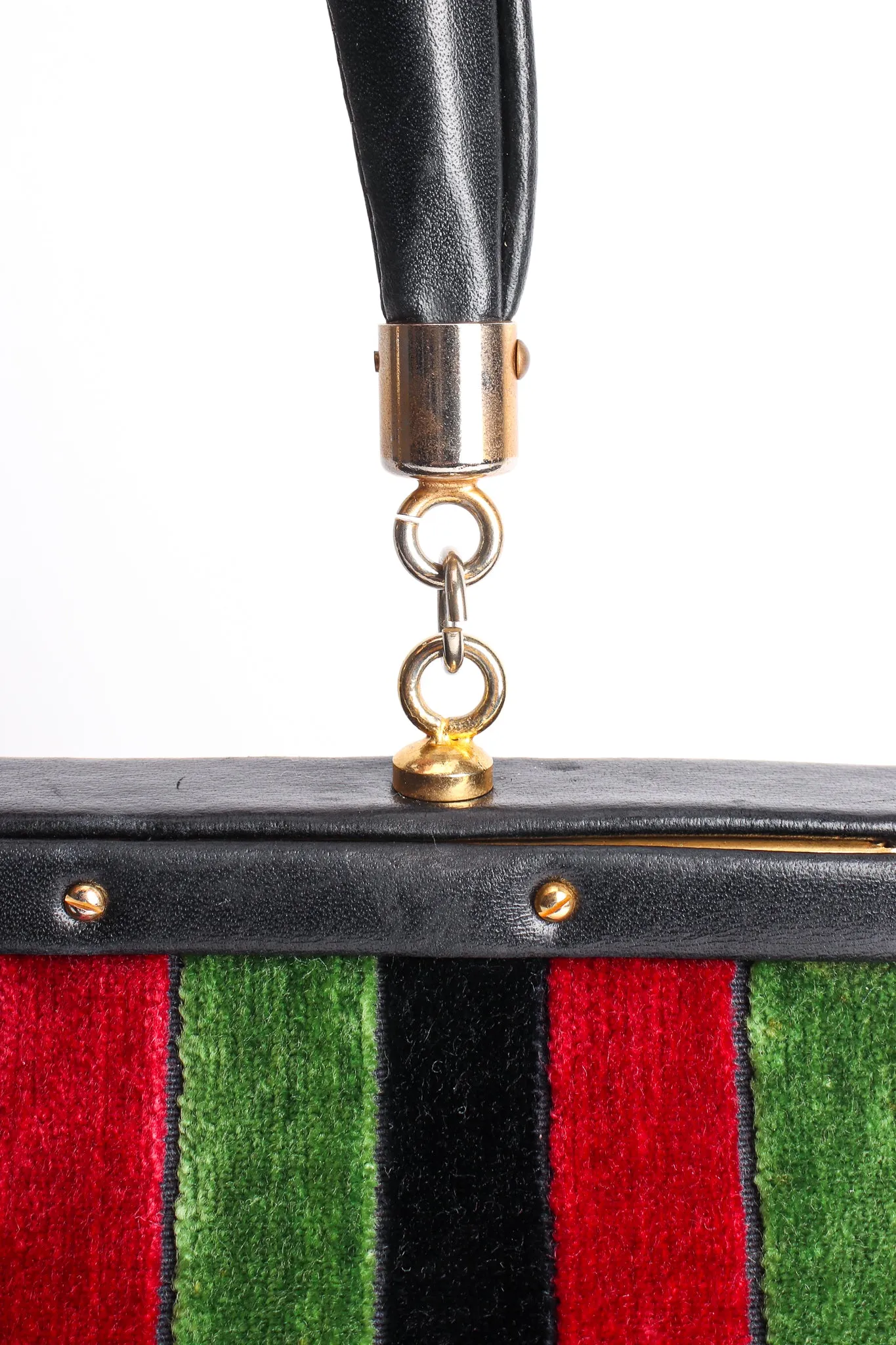 Oversized Buckle Striped Velvet Bag