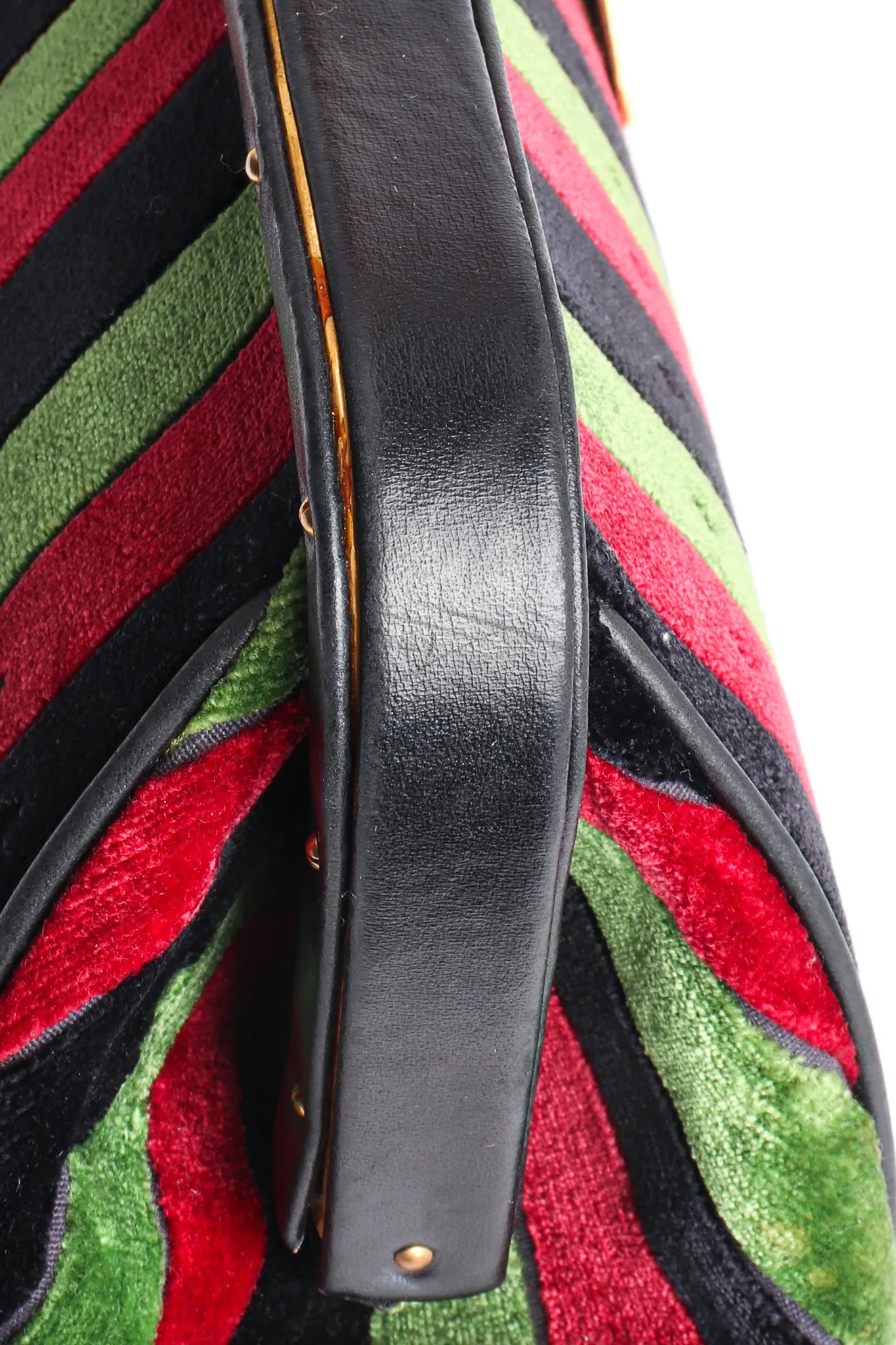 Oversized Buckle Striped Velvet Bag