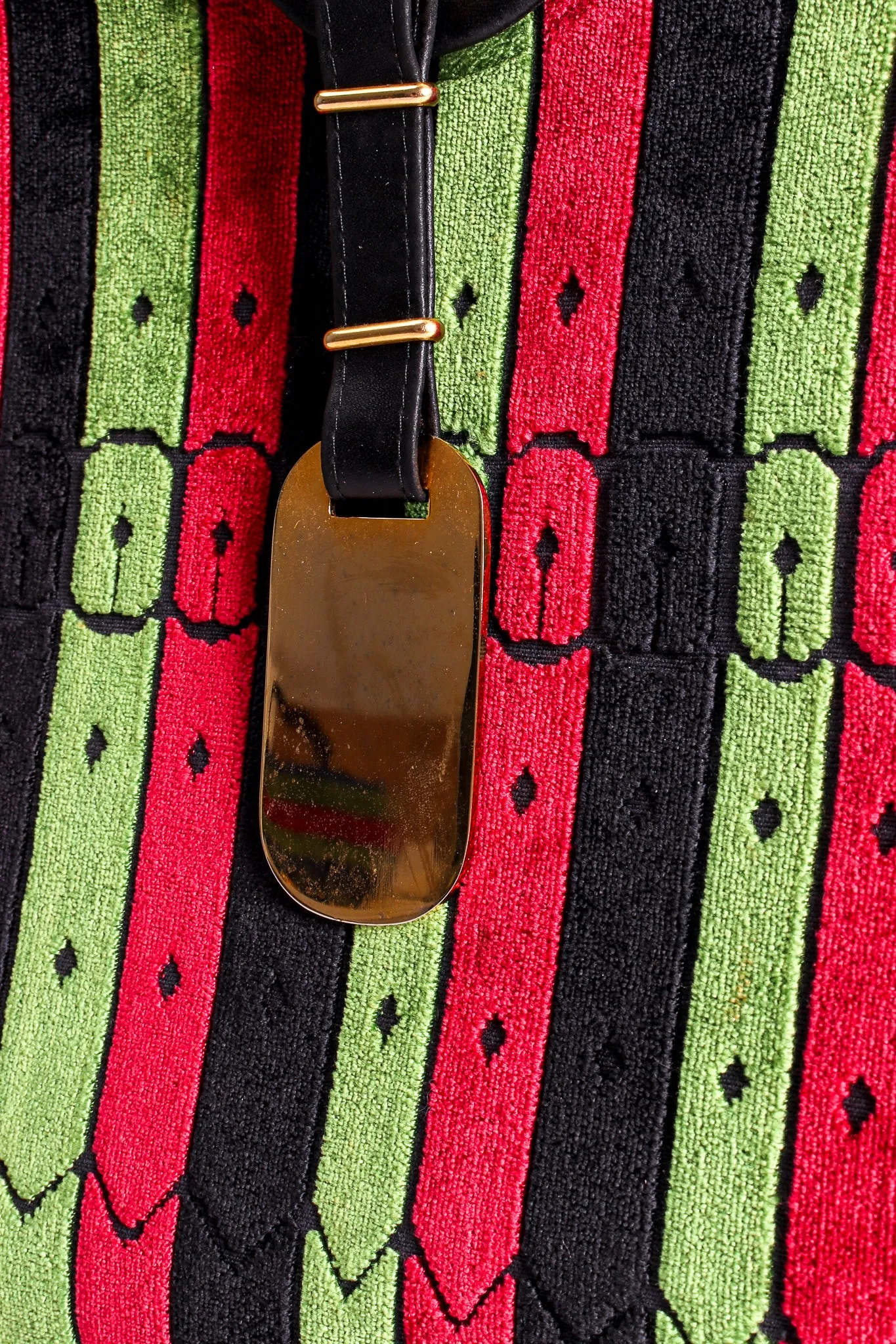 Oversized Buckle Striped Velvet Bag