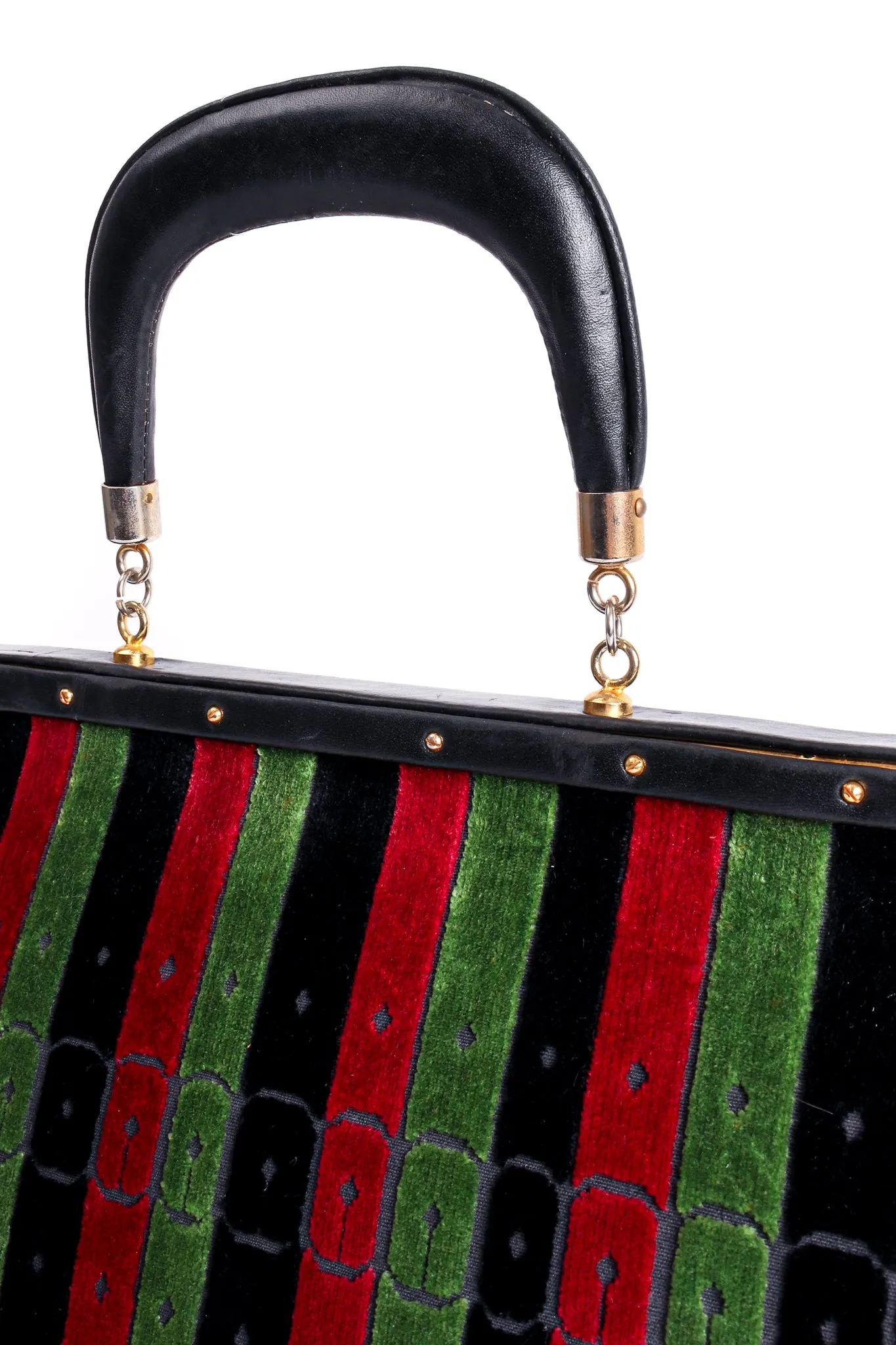 Oversized Buckle Striped Velvet Bag