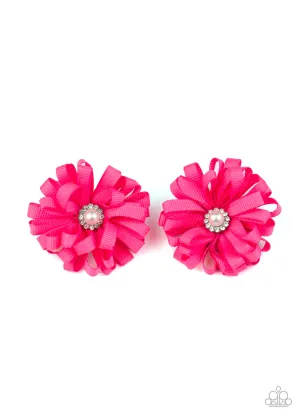 Paparazzi - Ribbon Reception - Pink Hair Clips