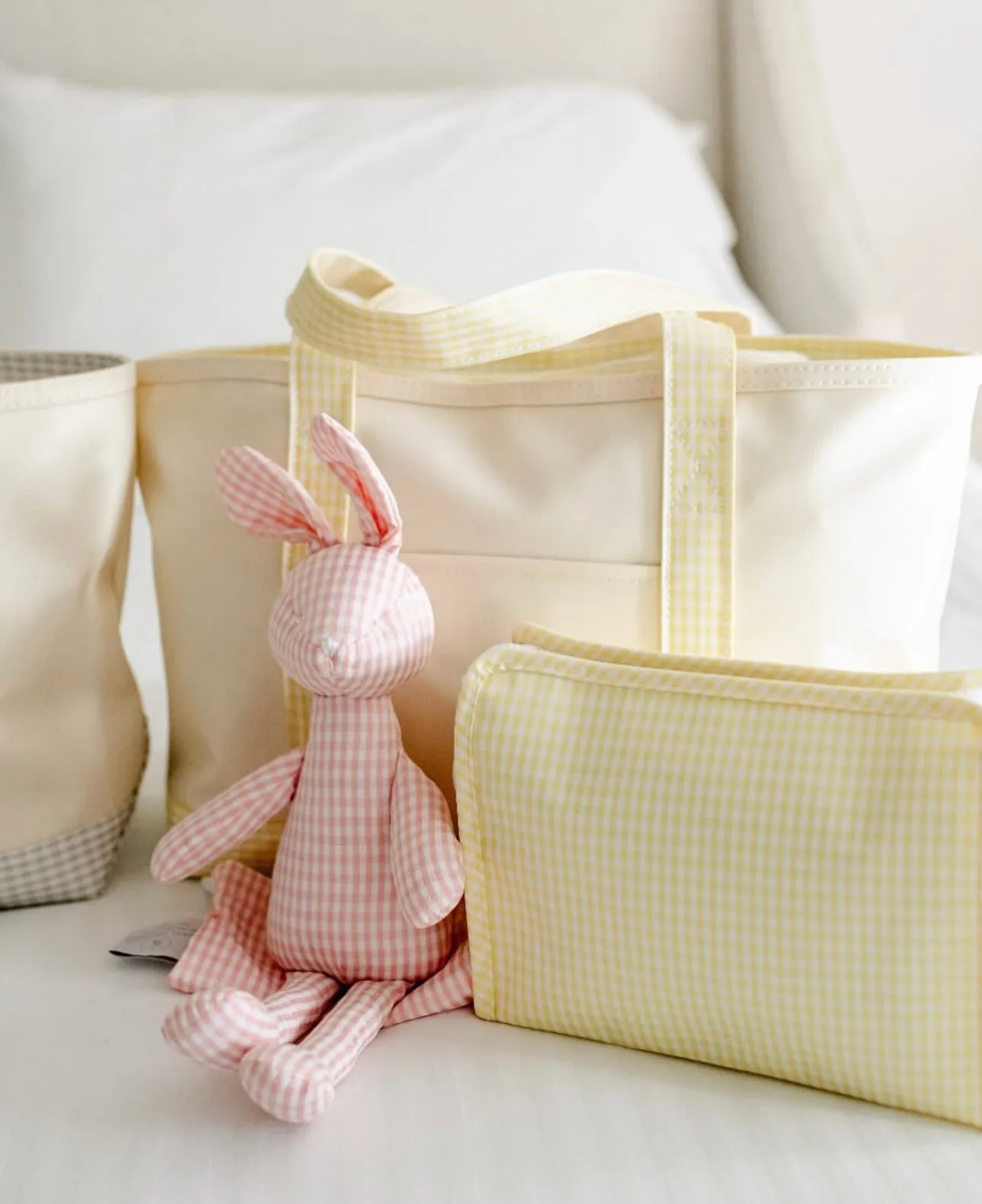 Personalized Gingham Yellow Market Tote
