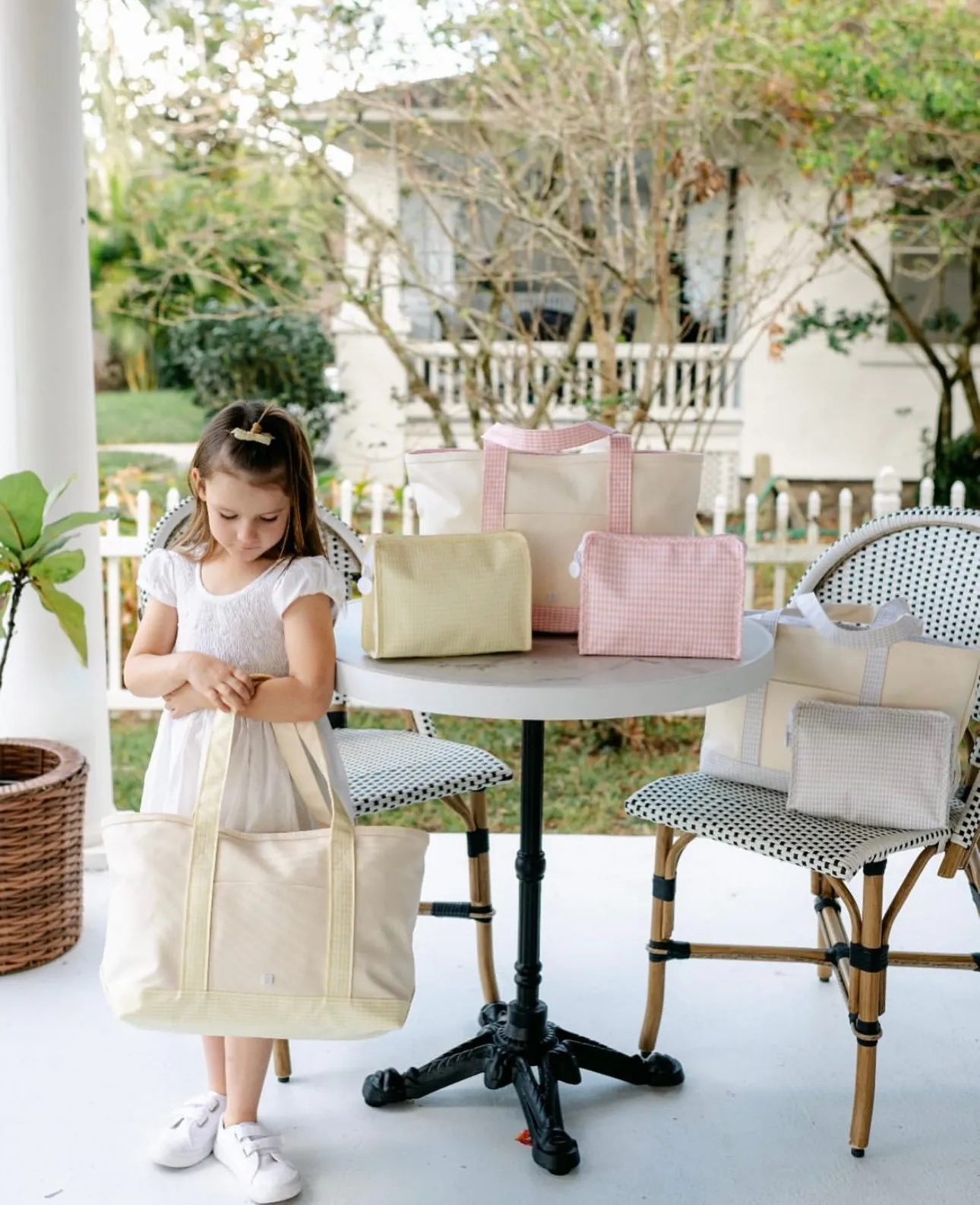 Personalized Gingham Yellow Market Tote
