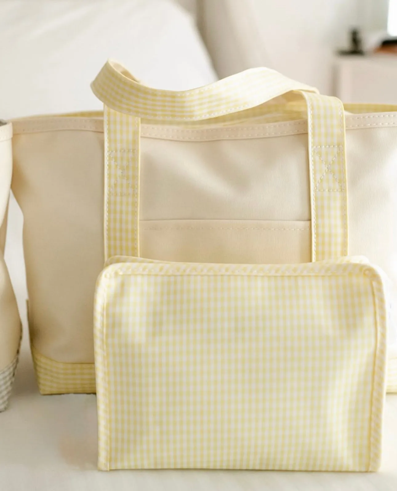 Personalized Gingham Yellow Market Tote