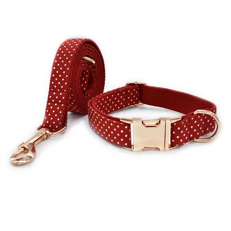 Personalized Polka Dots Pet Collar And Leash