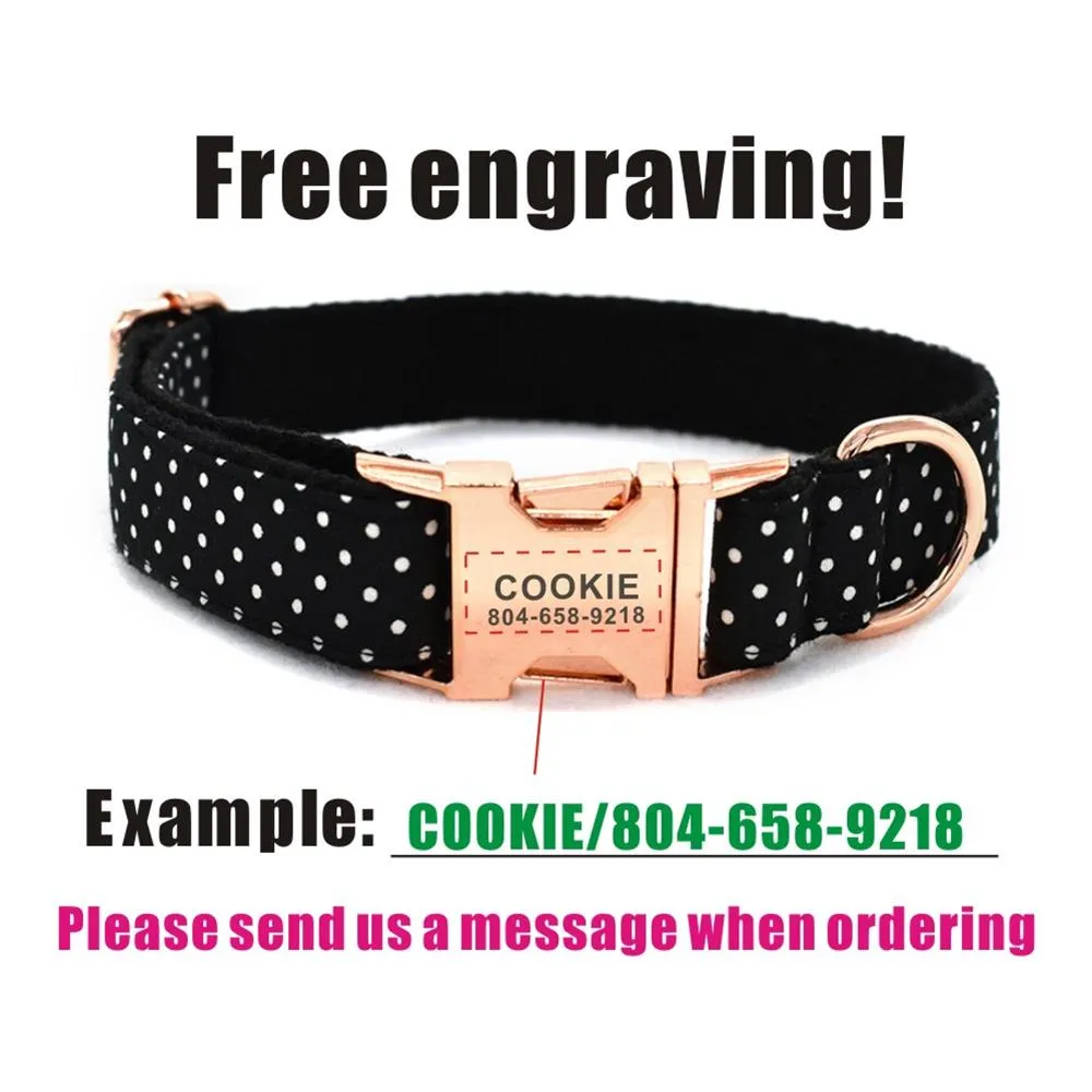 Personalized Polka Dots Pet Collar And Leash