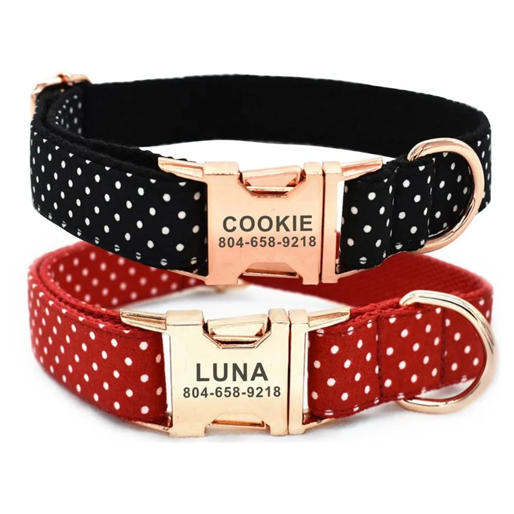 Personalized Polka Dots Pet Collar And Leash