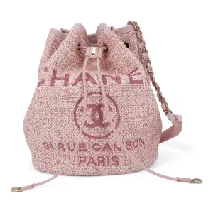 Pink Glitter Canvas Deauville Drawstring Bucket Bag