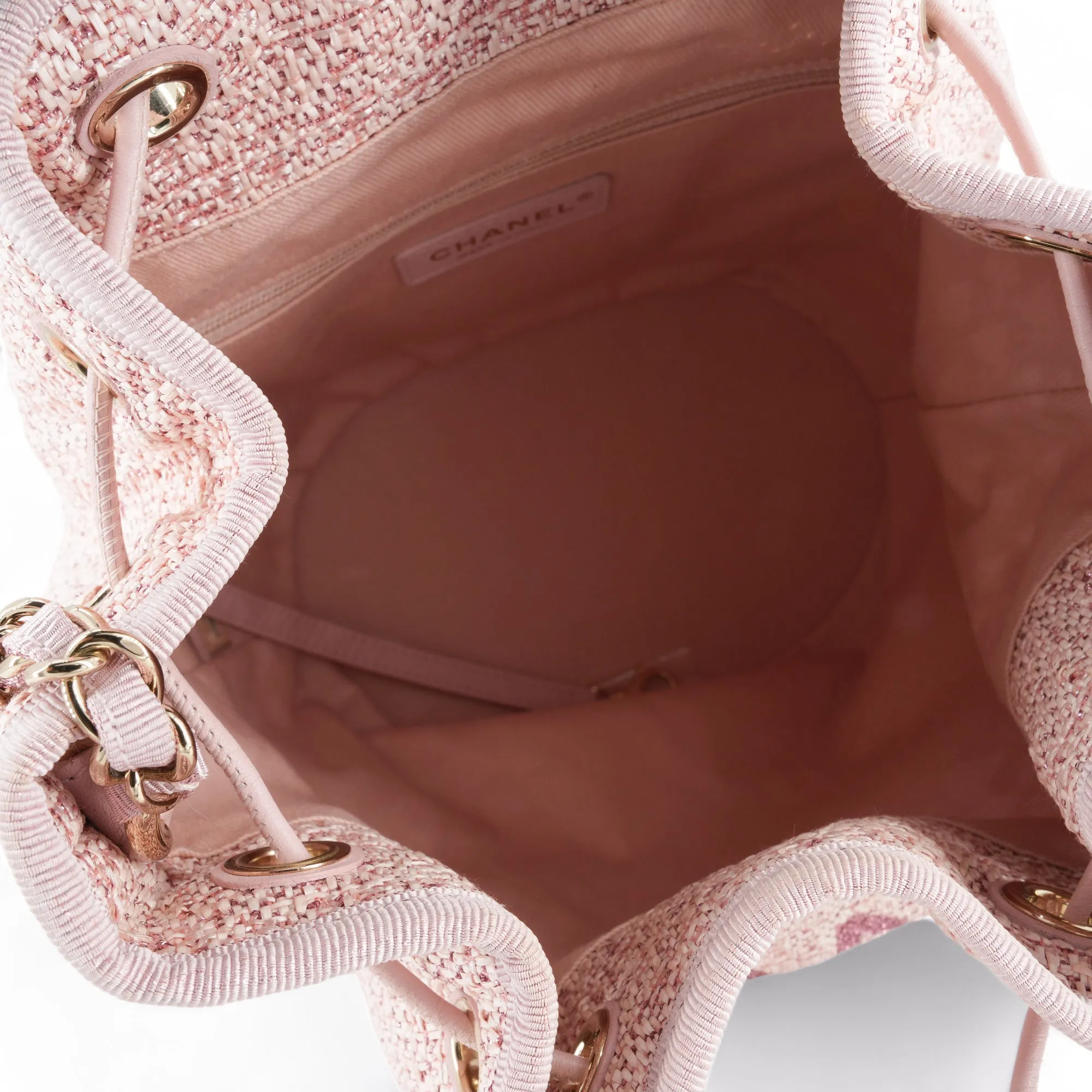 Pink Glitter Canvas Deauville Drawstring Bucket Bag