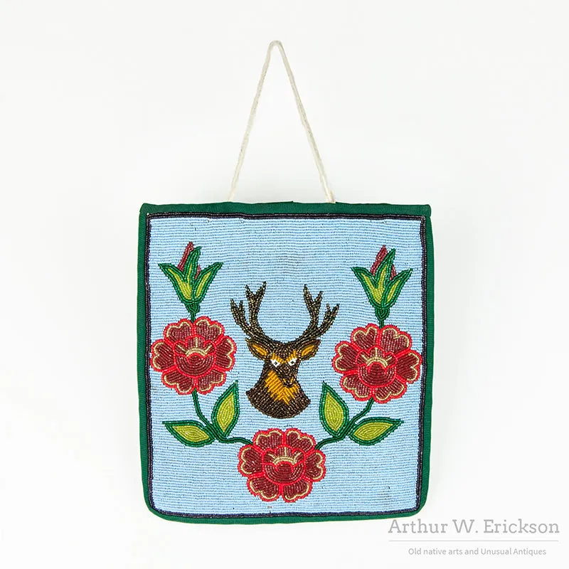 Plateau Beaded Bag with Elk Head and Flowers