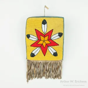 Plateau Beaded Bag With Feathers