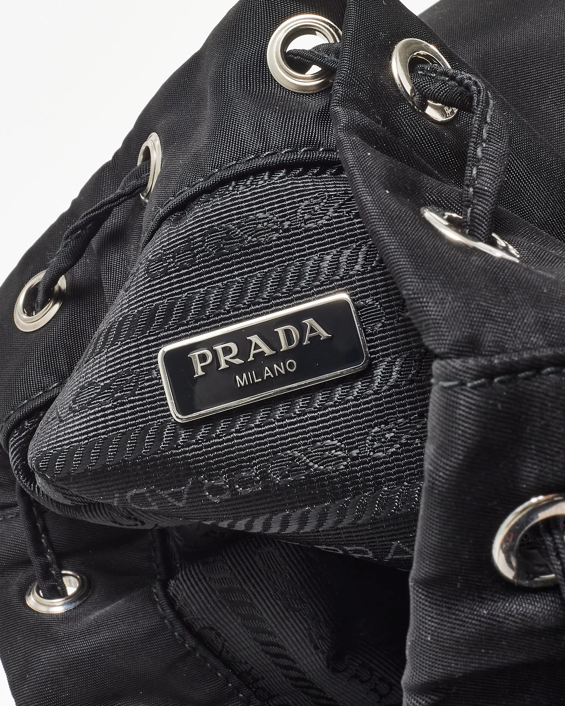 Prada Black Nylon Drawstring Wristlet Pouch