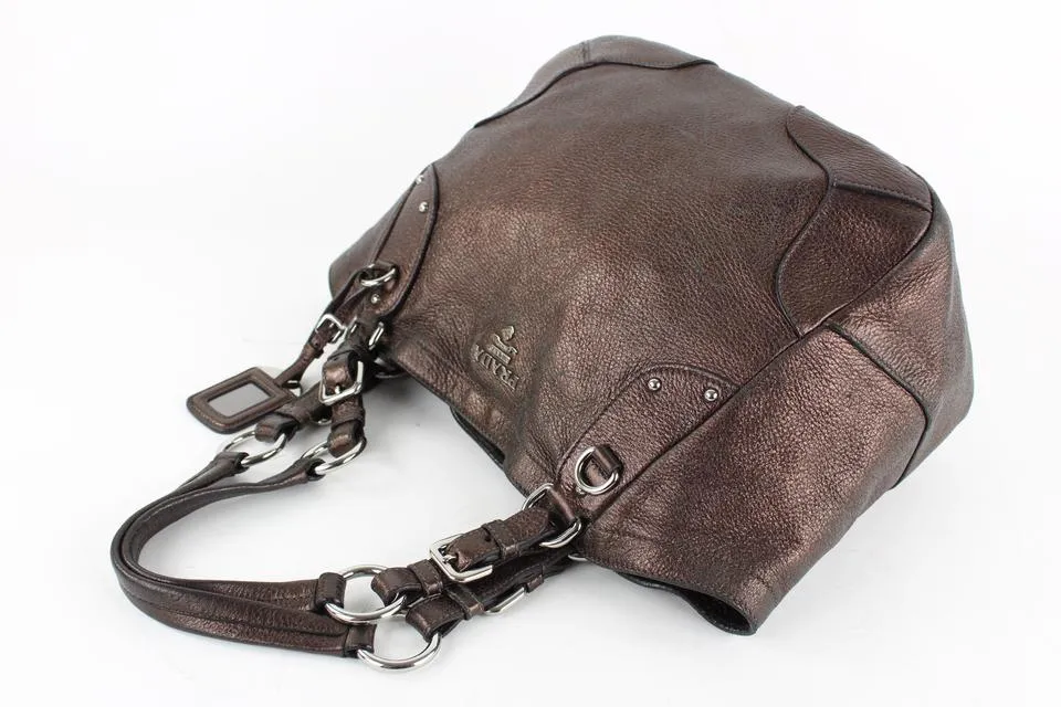 Prada Bronze Leather ChainTote Shoulder Bag 20pr1228
