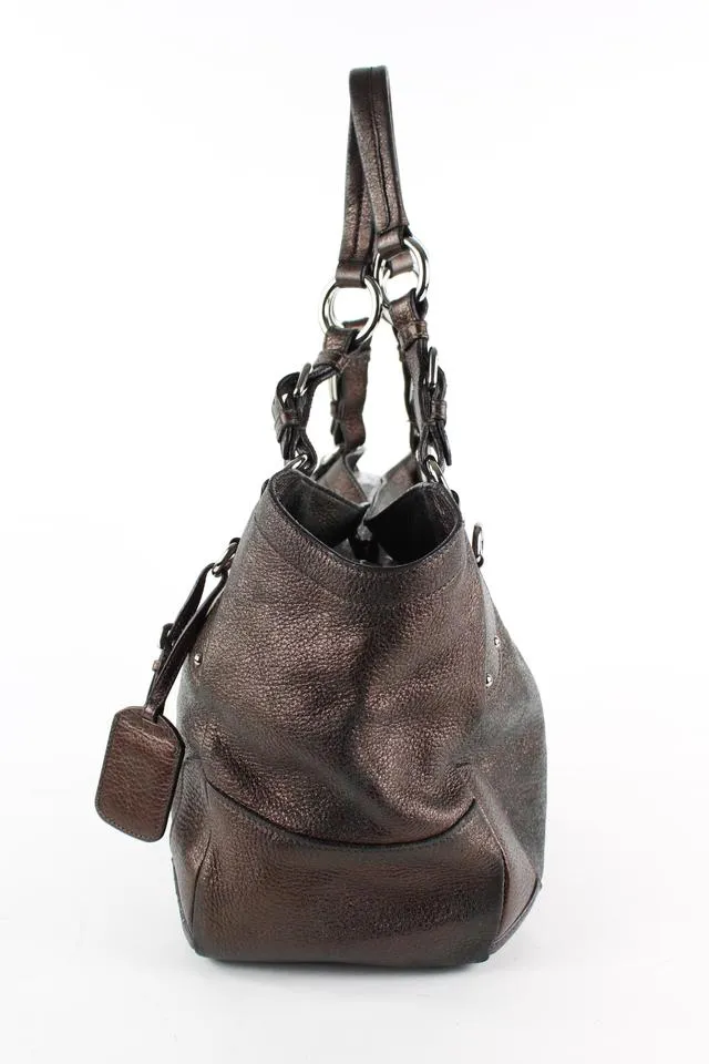 Prada Bronze Leather ChainTote Shoulder Bag 20pr1228