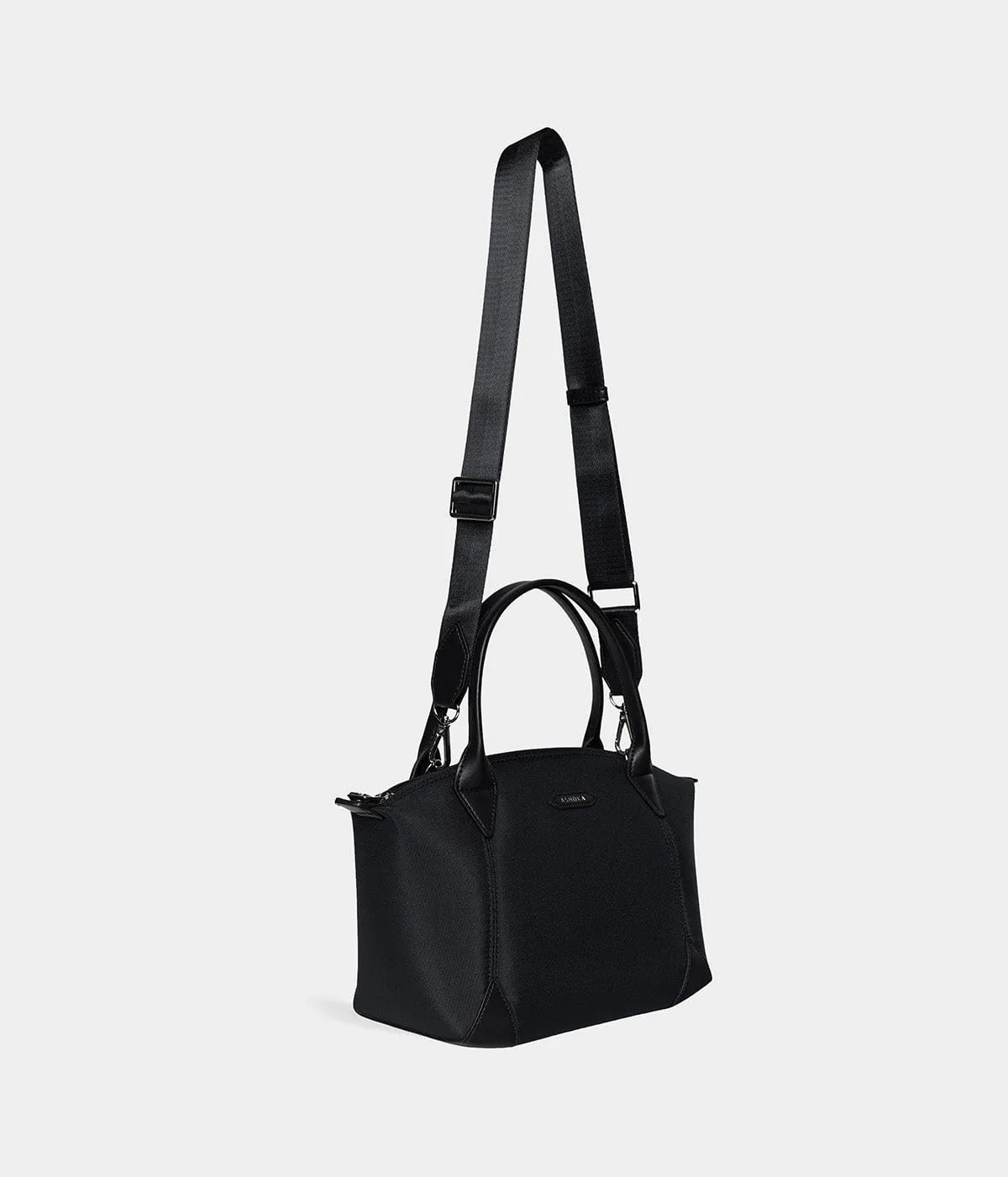 Pretty Apple Skin & Nylon Shoulder Bag | Black