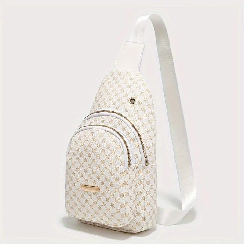 Printed Chest Bag Casual PU Outdoor Travel Small Backpack Crossbody Bag