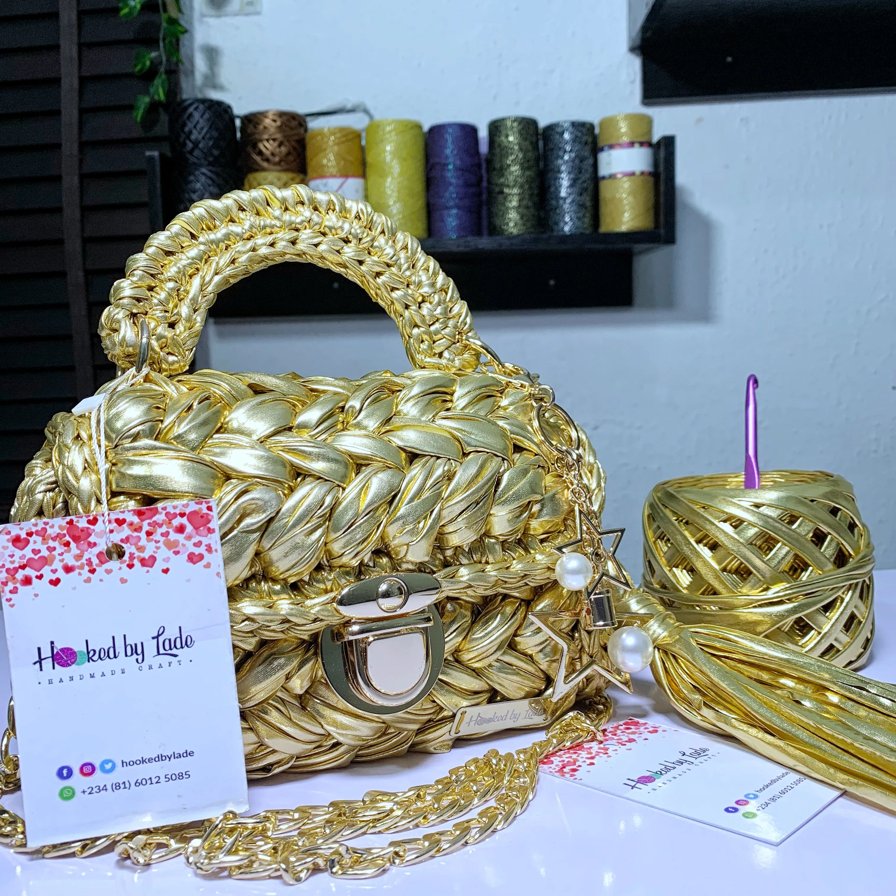 "Comfort" Metallic Crochet Bag -