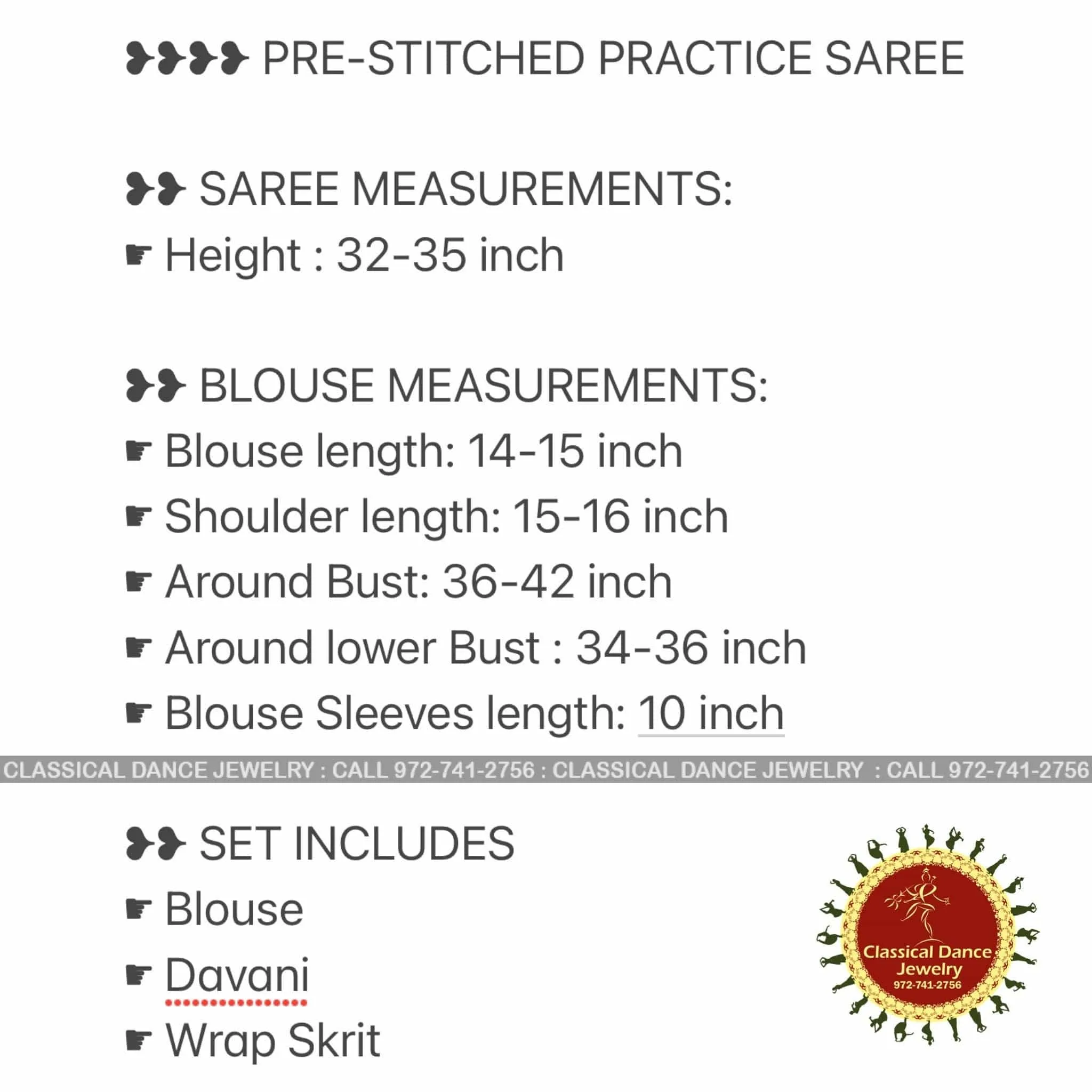 RED Pre-stitched Practice Sari GREEN Blouse | Half Saree Kalakshethra Sari | Bharatnatyam Kuchipudi Folk | Classical Dance Jewelry
