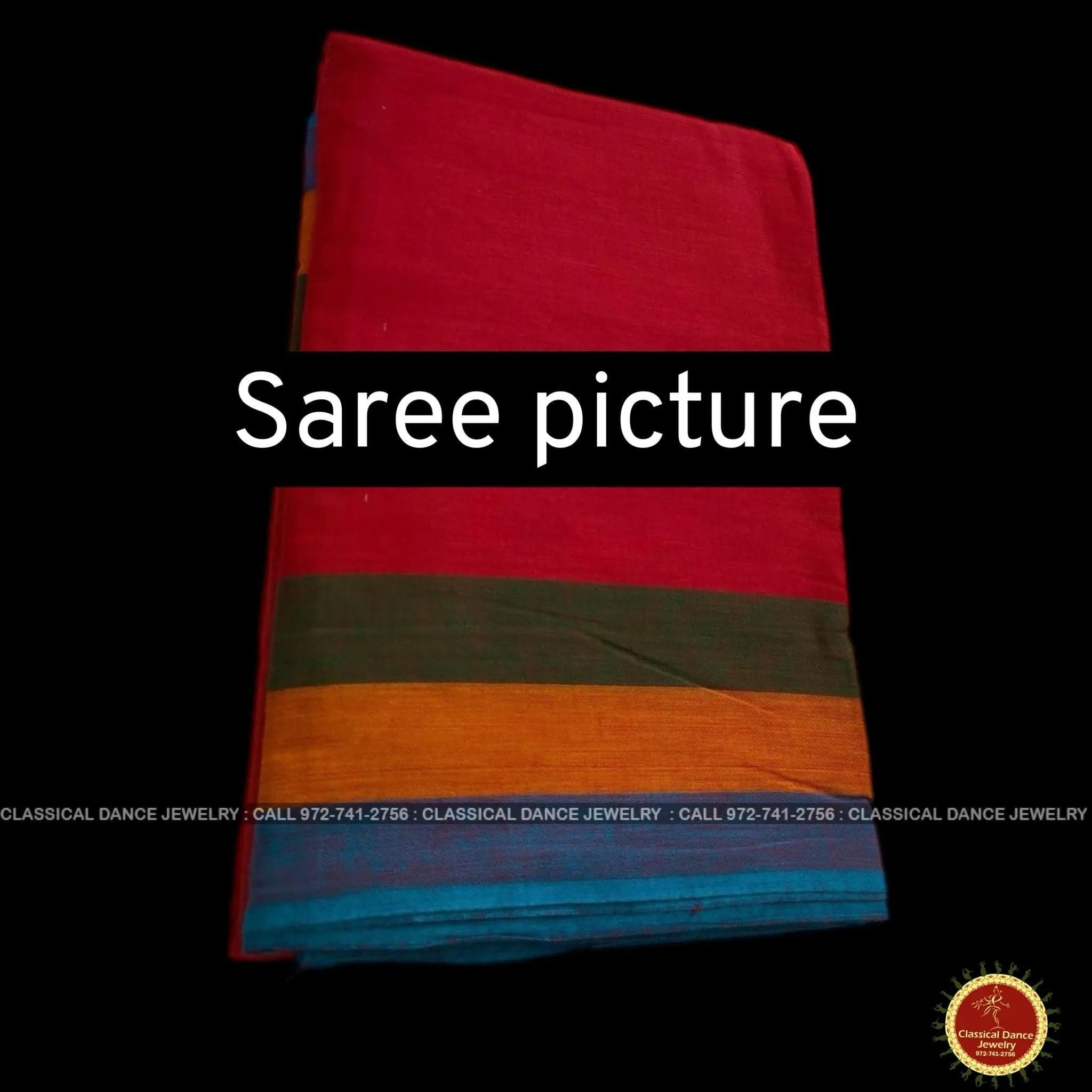 RED Pre-stitched Practice Sari MUSTARD GOLD Blouse | Half Saree Kalakshethra Sari | Bharatnatyam Kuchipudi Folk | Classical Dance Jewelry