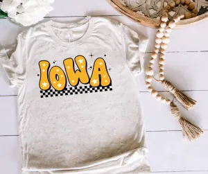 Retro Black & Gold Star Iowa Oatmeal Tee