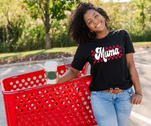 Retro Checkered Mama Black Graphic Tee