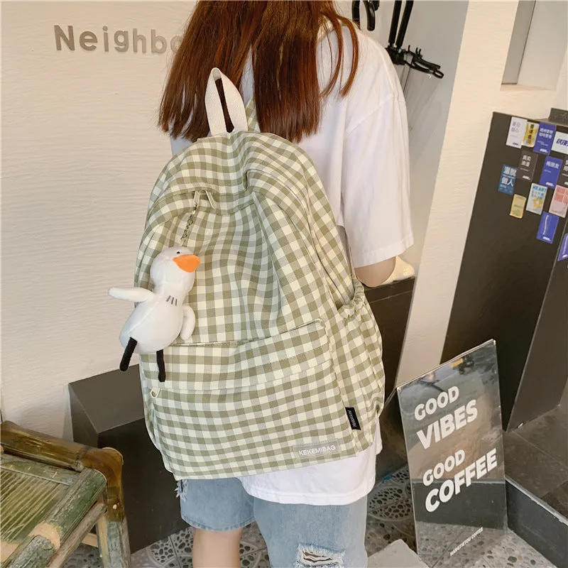 RETRO LIGHT PASTEL COLOR PLAID BACKPACK UB2609