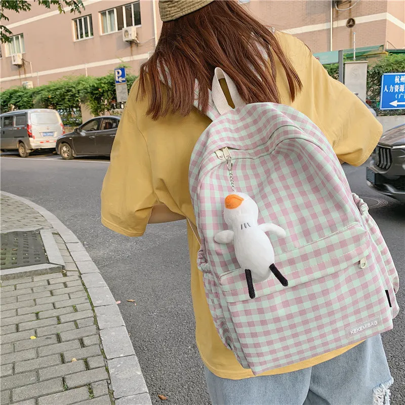 RETRO LIGHT PASTEL COLOR PLAID BACKPACK UB2609