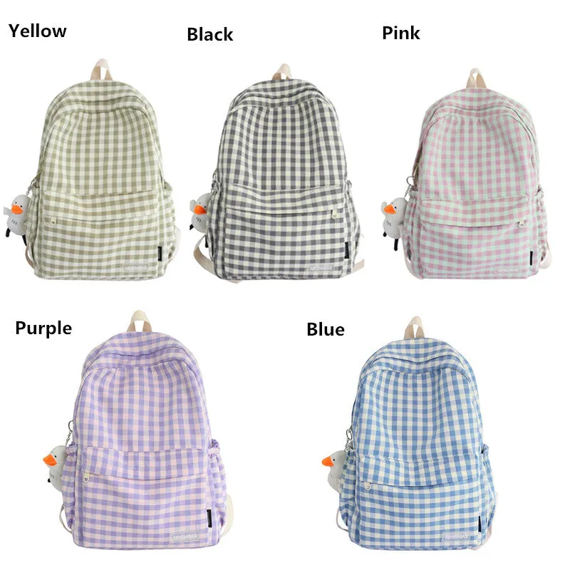 RETRO LIGHT PASTEL COLOR PLAID BACKPACK UB2609