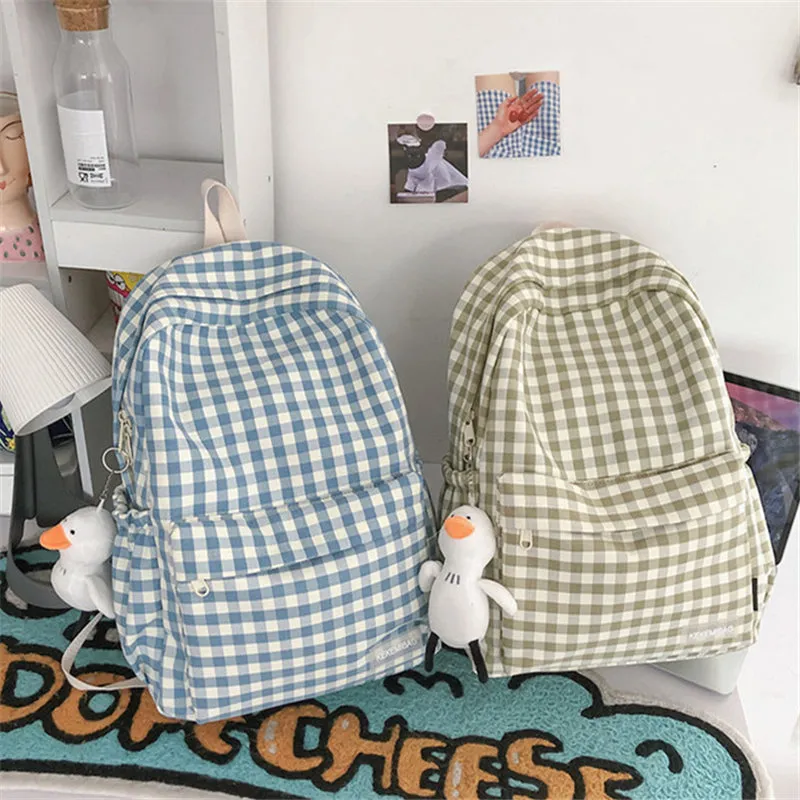 RETRO LIGHT PASTEL COLOR PLAID BACKPACK UB2609