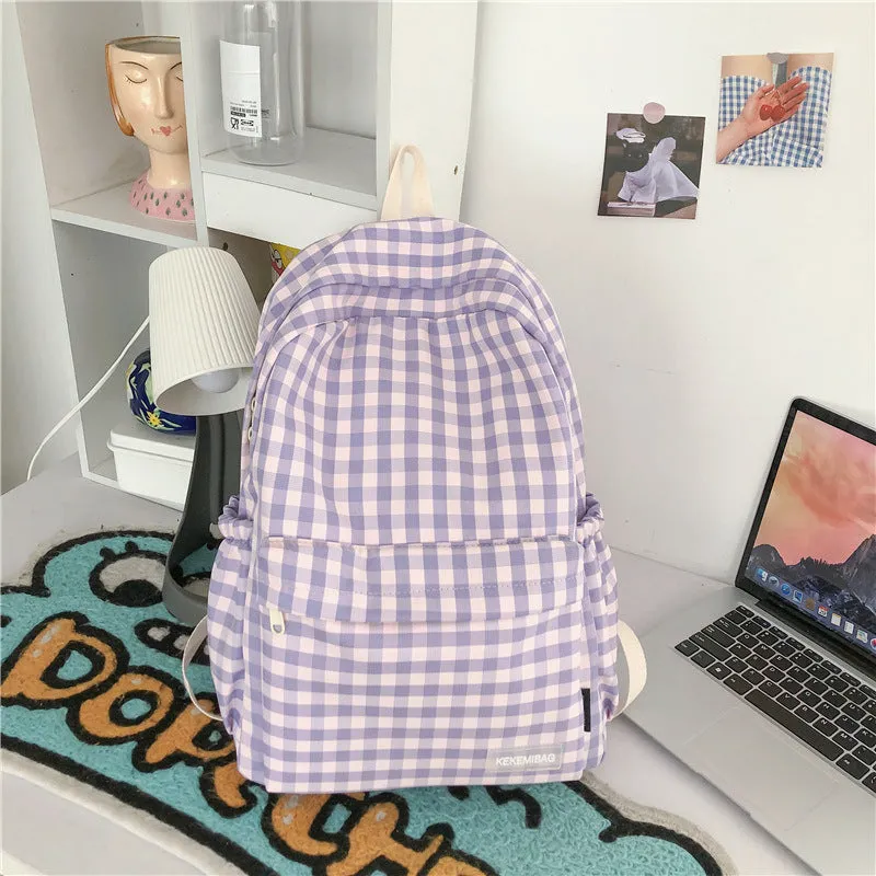 RETRO LIGHT PASTEL COLOR PLAID BACKPACK UB2609