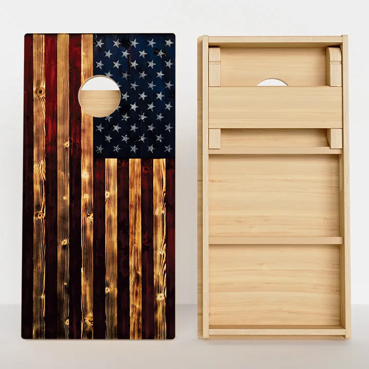 Rustic American Flag Professional Cornhole Boards