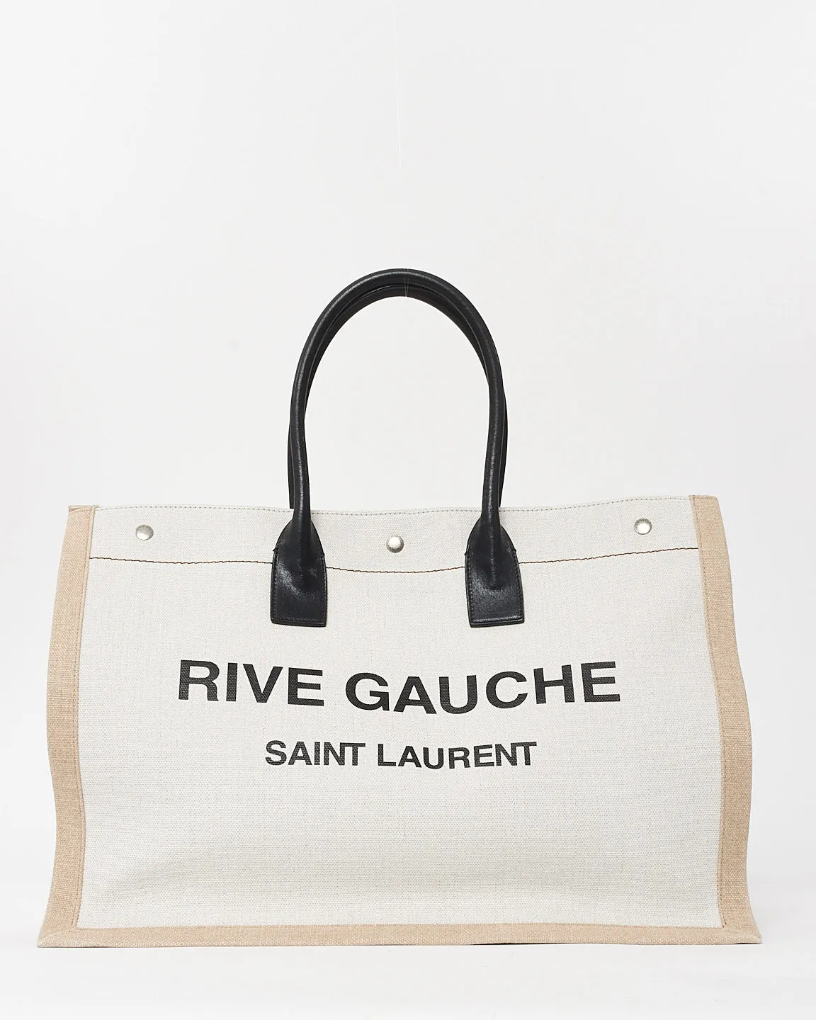 Saint Laurent Beige Canvas "Rive Gauche" Tote Bag