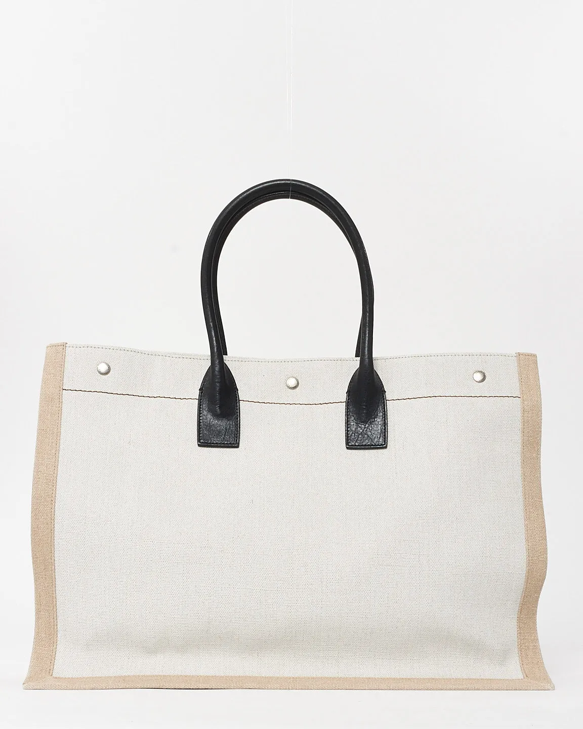 Saint Laurent Beige Canvas "Rive Gauche" Tote Bag