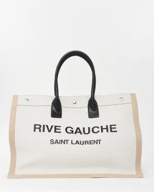 Saint Laurent Beige Canvas "Rive Gauche" Tote Bag