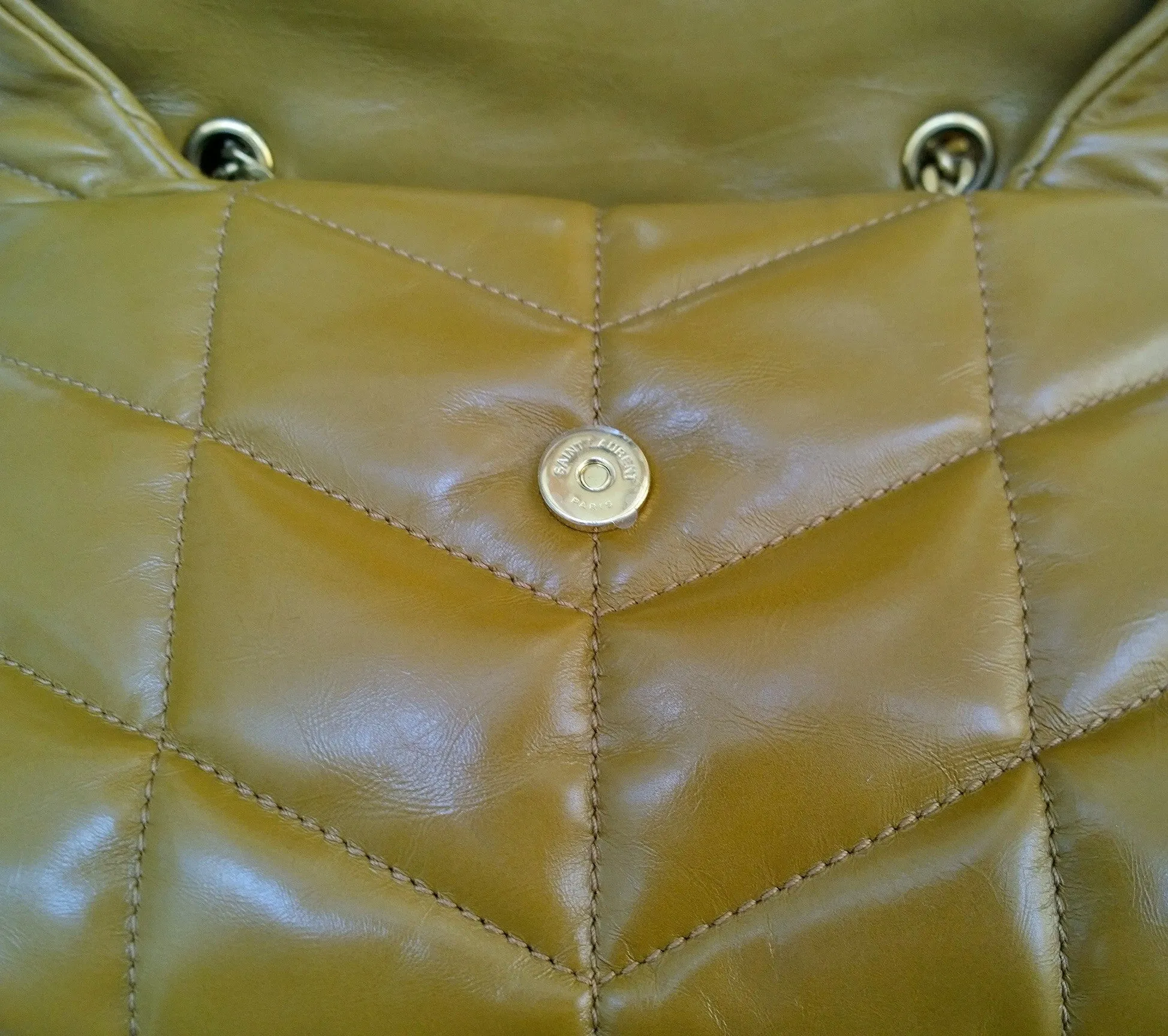 Saint Laurent Toy Puffer Bag in Tabac Brown YSL Bronze Quilted Leather Purse Tabac Brown