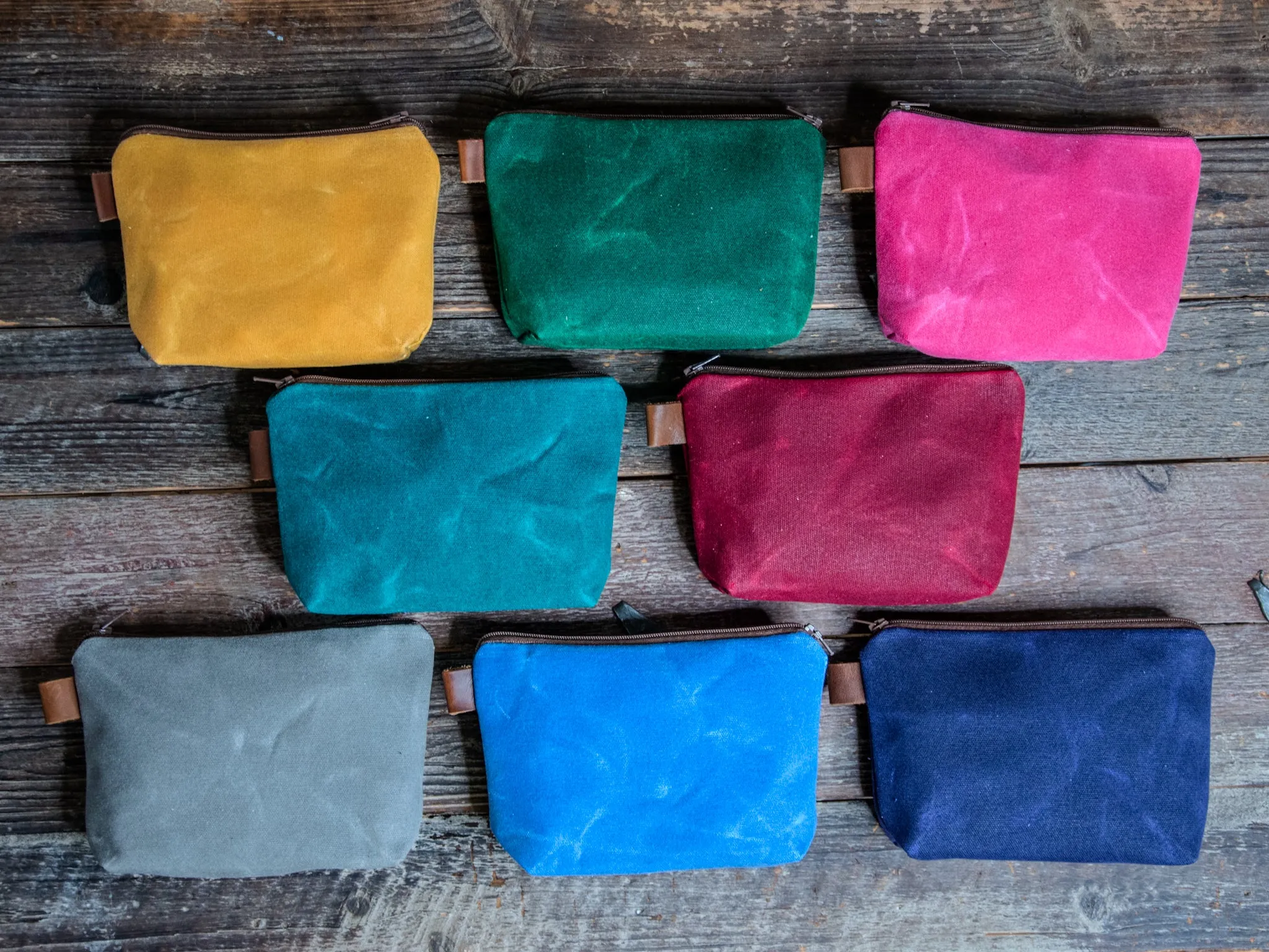 Seasonal Colors | Handmade Waxed Canvas Pouch | Zipper |  Ready to Ship