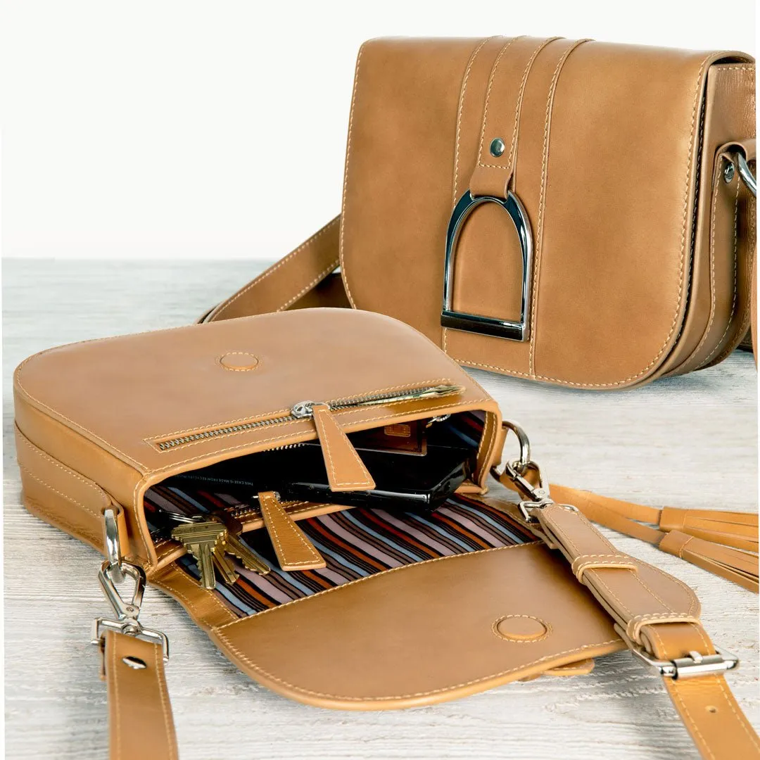 Signature Stirrup - English Stirrup Crossbody Bag in Italian Leather with Nickel Hardware Equestrian Handbag