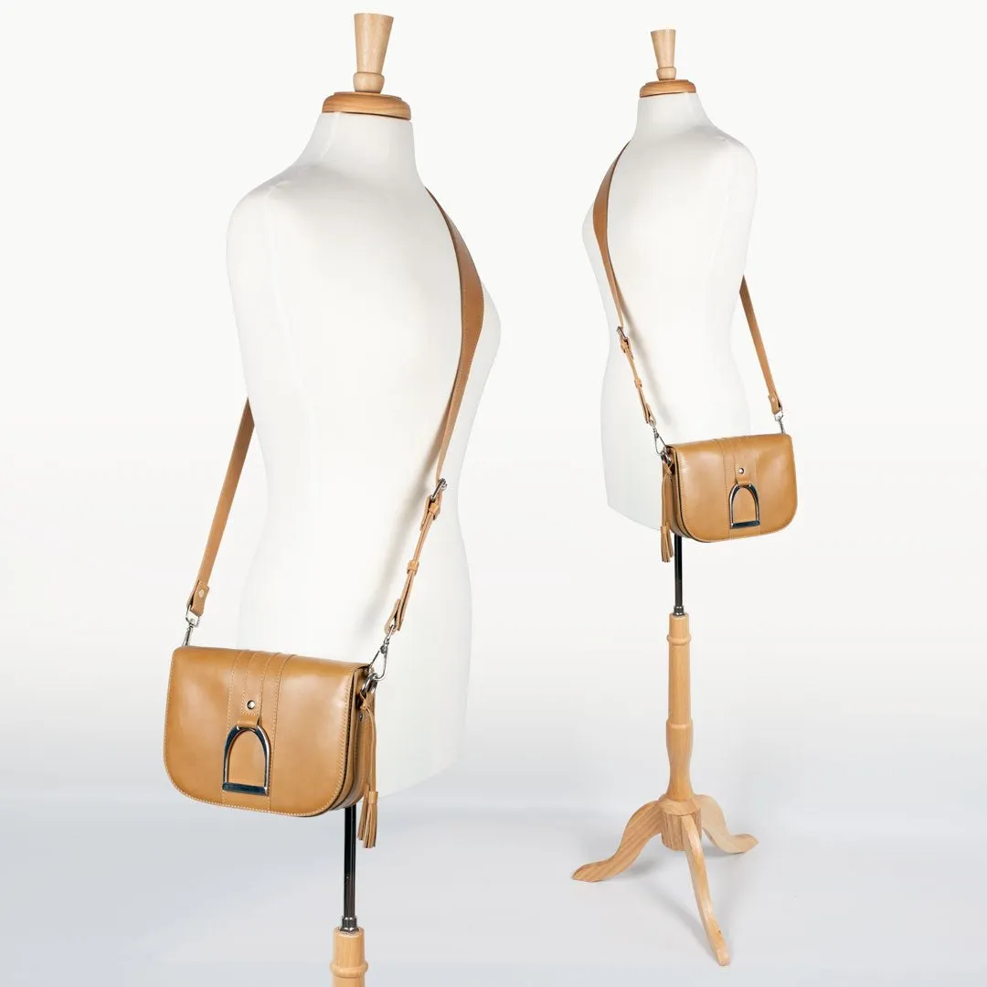 Signature Stirrup - English Stirrup Crossbody Bag in Italian Leather with Nickel Hardware Equestrian Handbag