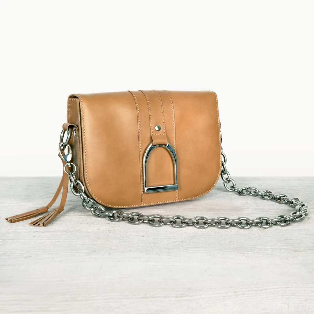 Signature Stirrup - English Stirrup Crossbody Bag in Italian Leather with Nickel Hardware Equestrian Handbag