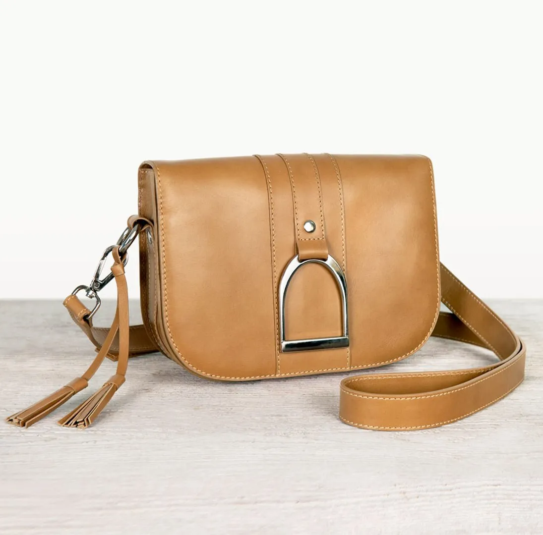 Signature Stirrup - English Stirrup Crossbody Bag in Italian Leather with Nickel Hardware Equestrian Handbag