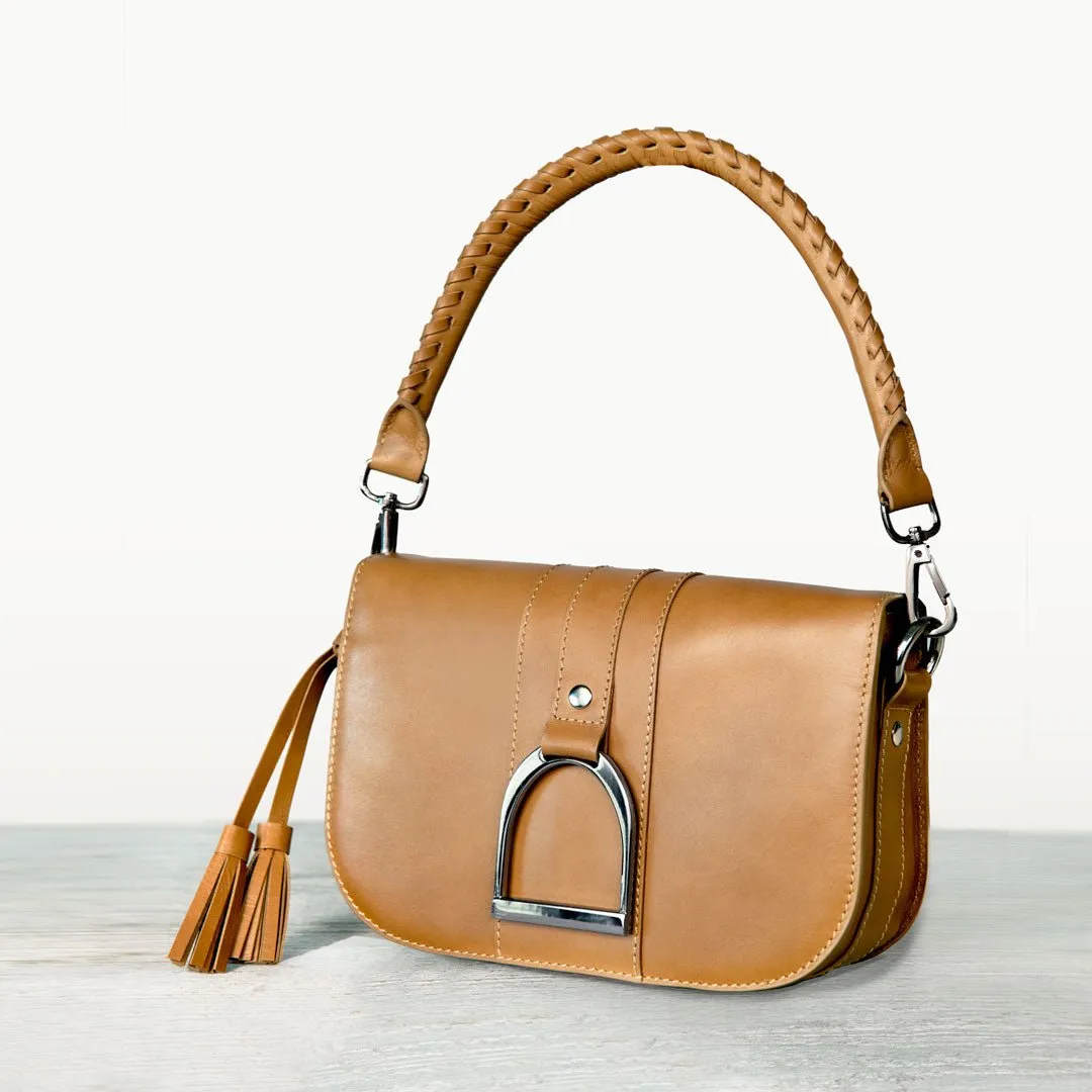 Signature Stirrup - English Stirrup Crossbody Bag in Italian Leather with Nickel Hardware Equestrian Handbag